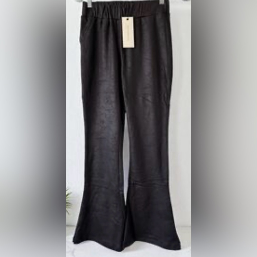 Dance & Marvel Black Flared Faux Leather Pants